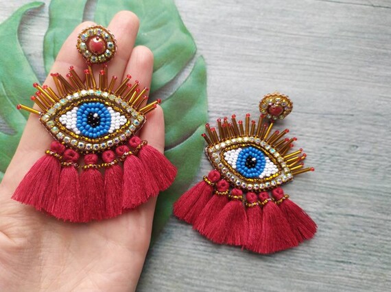 Red Evil Eye Earrings Red Evil Eye Earrings