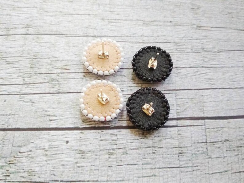 Small stud earrings Tiny geometric studs Flat stud earrings Tiny flat studs Round flat studs Rainbow stud earrings Beaded earrings