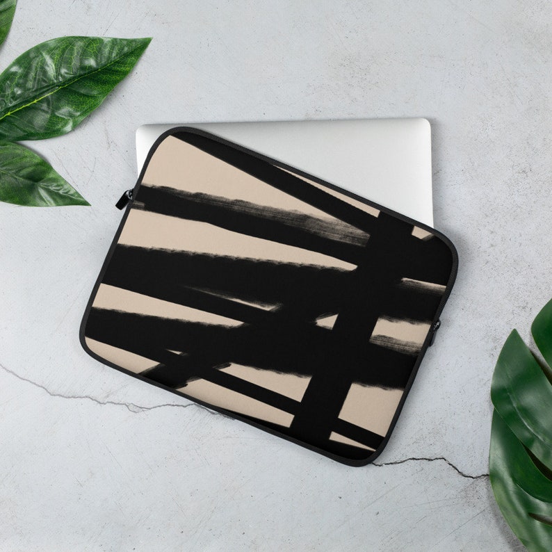 Black Lines Laptop Fur linen Pouch Macbook Pro Macbook air Sleeve Laptop Sleeve for 13 or 15 Protective Bag Mac book Pro case