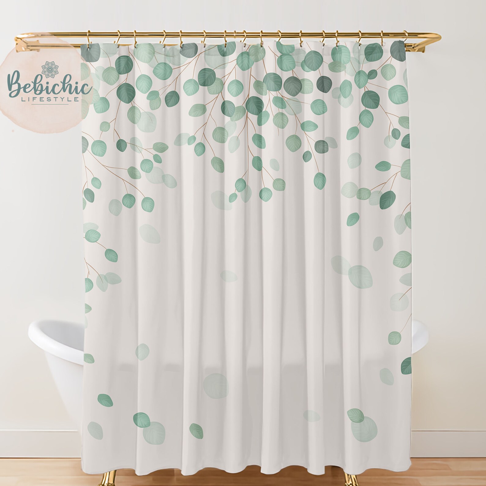 Shower Curtains EUCALYPTUS Leaves Minimalist Bathroom Decor Etsy