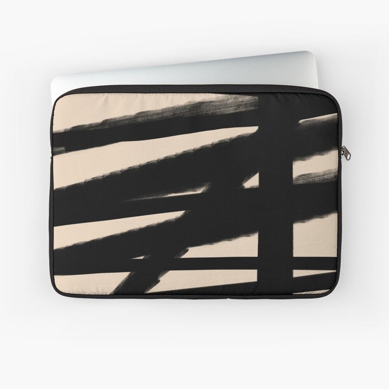 Black Lines Laptop Fur linen Pouch Macbook Pro Macbook air Sleeve Laptop Sleeve for 13 or 15 Protective Bag Mac book Pro case