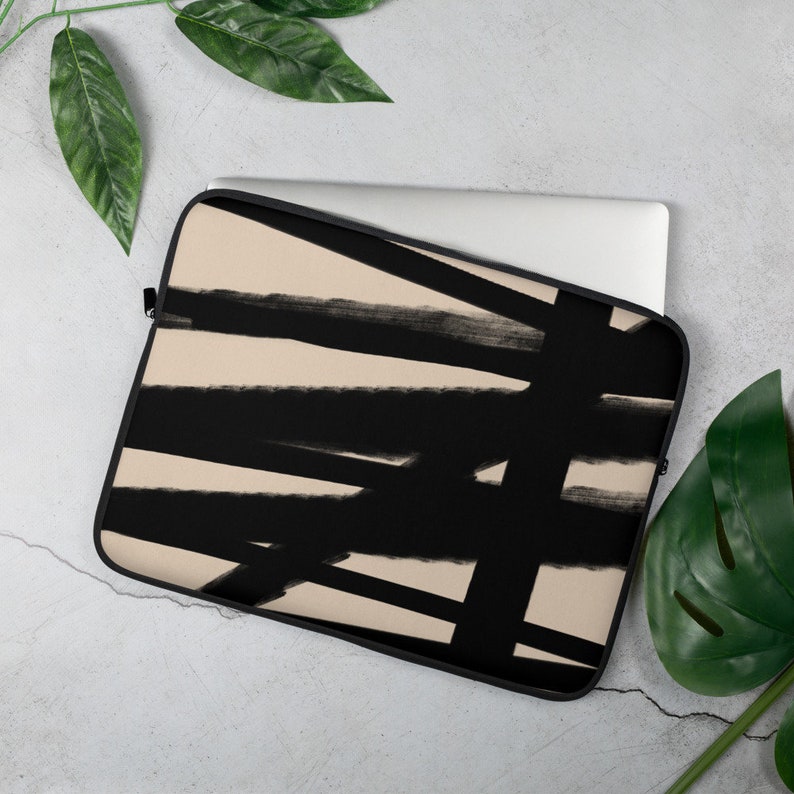 Black Lines Laptop Fur linen Pouch Macbook Pro Macbook air Sleeve Laptop Sleeve for 13 or 15 Protective Bag Mac book Pro case