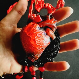 Love Talisman, Arrowed Burning Heart, Attraction Love Protection Talisman Loveling Amulet, Anatomical Heart Pendant Bib