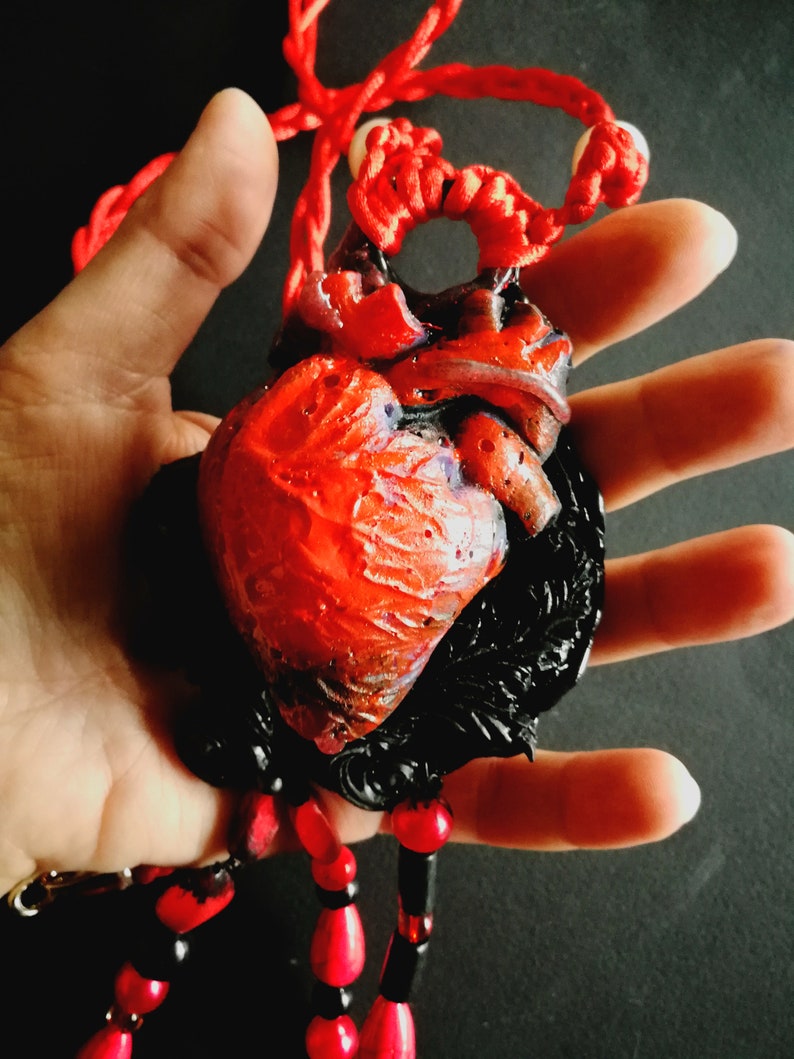 Love Talisman, Arrowed Burning Heart, Attraction Love Protection Talisman Loveling Amulet, Anatomical Heart Pendant Bib