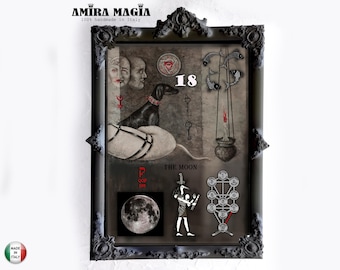 Dark Academia, Marcos decorativos de pared de estética gótica, Decoración artística, Símbolo de brujería, Impresión de pintura enmarcada Luna