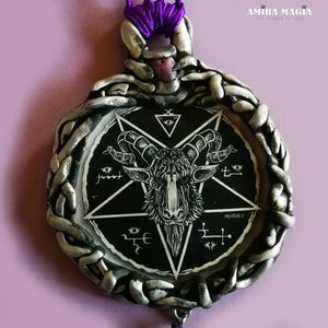 Baphomet Pendant, Black Magic Talisman Goth Jewel, Satanic Symbol Lucifer Sigil, Inverted Pentagram Star Demon Oathsworn