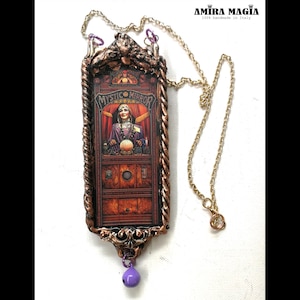 Reading Psychic Fortune Teller Jewelry, Tarot Cards Oracle Cartomancy, Witch Magic Talisman, Sun Moon Pendant Necklace