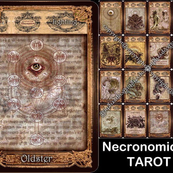 Necronomicon tarot, call of Cthulhu, limited edition, HP Lovercraft, Divination, Black Magic, Army of the Darkness, Seal