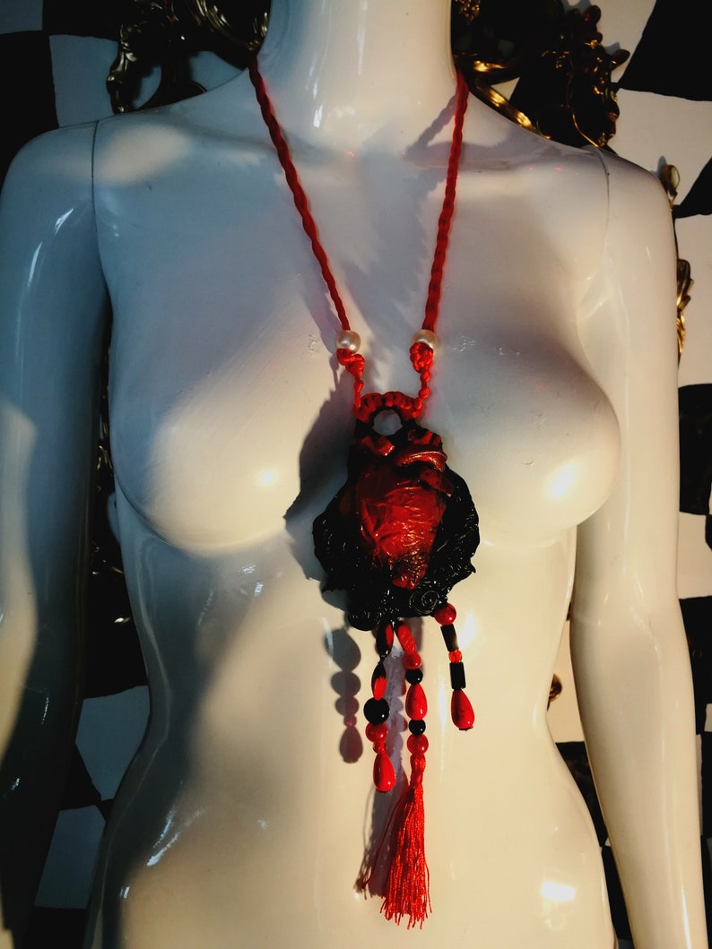 Love Talisman, Arrowed Burning Heart, Attraction Love Protection Talisman Loveling Amulet, Anatomical Heart Pendant Bib