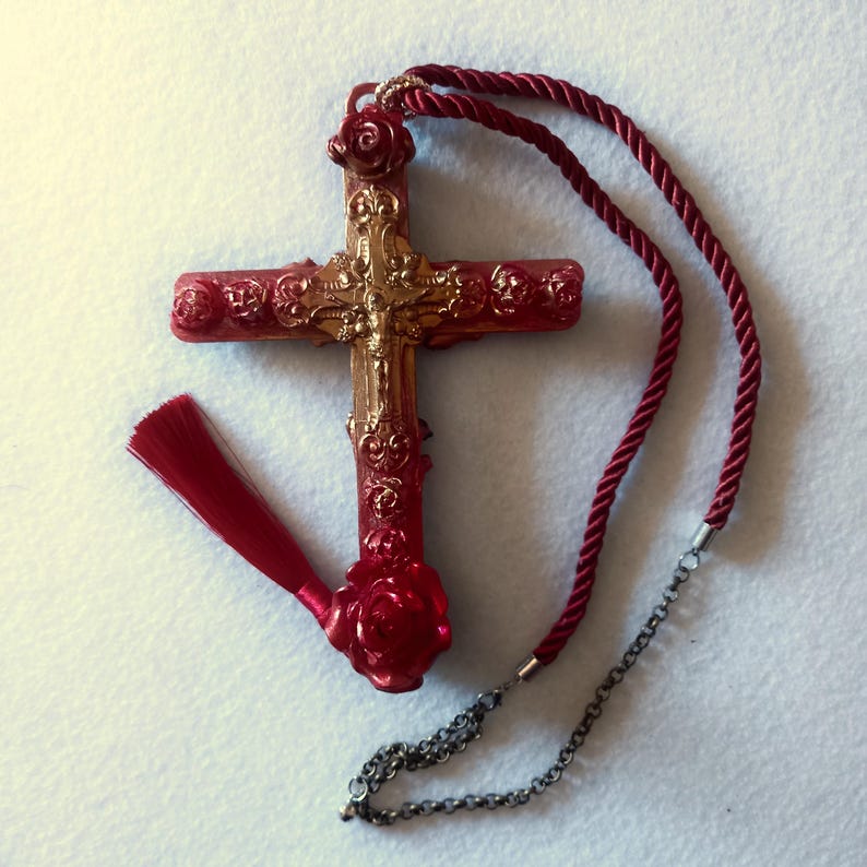 Rosicrucian Cross Necklace, Key Magic Talisman Witchcraft Symbols