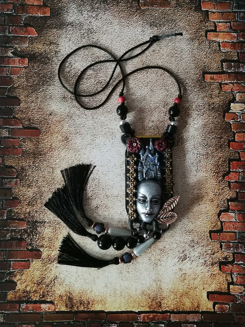 Dark Witch, Witchcraft Symbol Pendant, Magic Evil Eye Talisman, Dark Academia Goth Amulet, Gothic Castle Pentacle Charm
