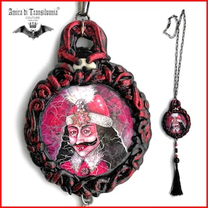 Talismano di Dracula, pipistrello vampiro, amuleto gotico, collana della Transilvania, ciondolo di sangue, artigianato magico, toppa del conte Vlad Tepes