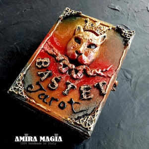 Caja mágica, Caja de almacenamiento de caja de madera para cartas del tarot personalizada con tu nombre, Cofre contenedor de colección de gatos en madera