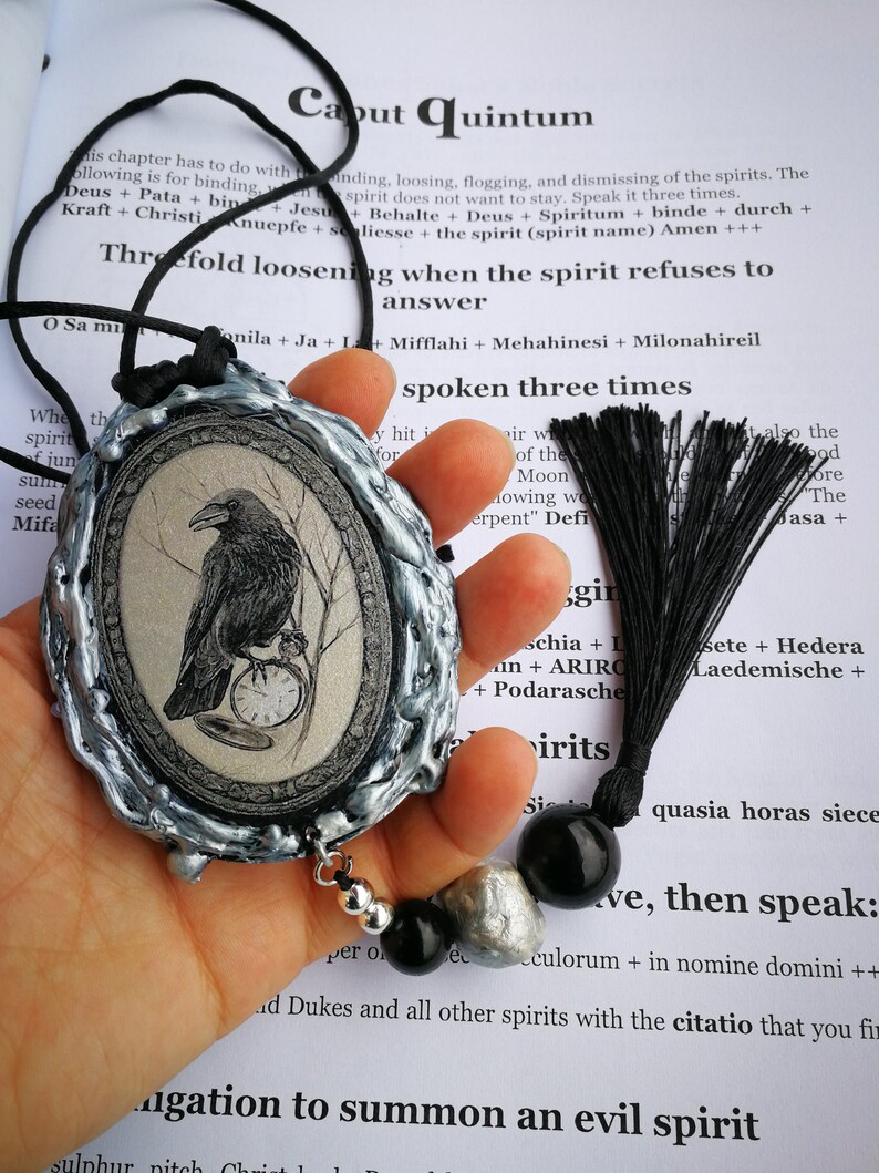 Black Raven, Germanic Folklore Witch Hunt, Antique Book Witchecraft Occult Grimoire, Secular Manuscript Magic Rituals