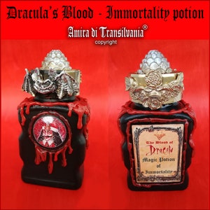 Bat Vampire Dracula Blood, Apothecary Vintage Bottle Magic Potion, Mason Jar Witch Altar Love Spell Immortality Sorcery