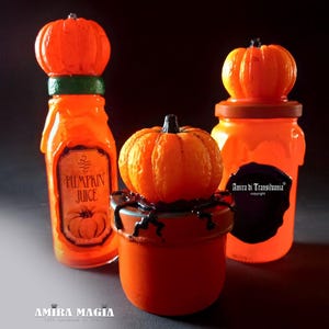 Spell Jar, Magic Potion Bottle, Pumpkin Juice Witch Altar Apothecary Cabinet Witchcraft Magick Ritual Halloween Sorcery
