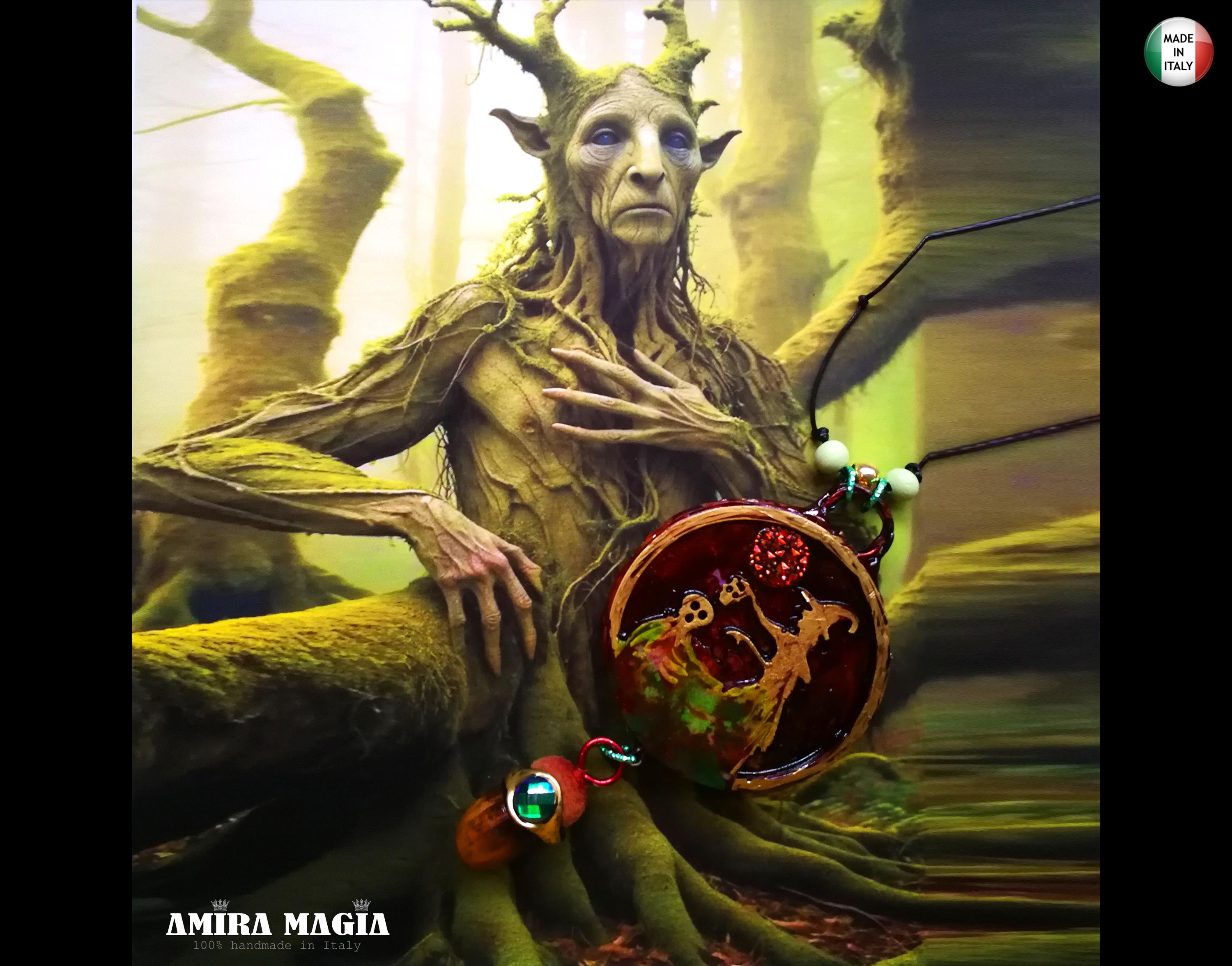 Grüne Hexe Witchcraft Anhänger, Waldgeistführer, Natürlicher Eichel Schmuck, Magischer Glücksbringer Amulett Geldmünze Talisman