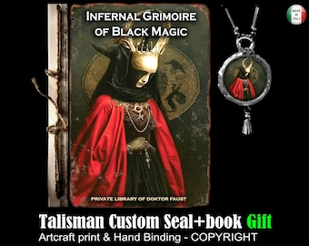 Grimorio infernale di magia nera, istruzioni rituali luciferine, libro antico di conoscenza proibita, occultismo di magia occulta