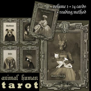 Cartas del Tarot de Animales, Animales Humanos, Guía de Espíritus de Adivinación, Oráculo Antiguo con Fotos de Época, Cartomancia y Adivinación