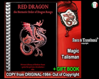Antique Book Esoteric Occultism, Witchcraft Occult Red Dragon Rouge Order, Magic Grimoire Forbidden Knowledge