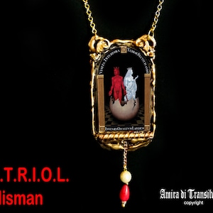 Angel and Demon, Woman and Men Alchemy Symbol, Vitriol Magic Talisman, Alchemist Amulet Pendentif, Primordial Cosmic Egg