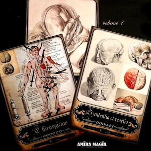 Tarotgeneeskunde, orakelkaarten, oude medische vintage anatomie antieke chirurgie, apotheker hekserij Limited Edition