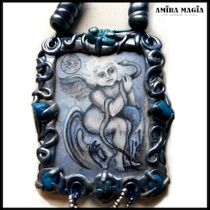 Volac Demon, Angel Talisman Dragon Amulet Pendant, Goth Jewel Magic Seal Sigil, Lemegeton Goetia Lesser Key of Solomon