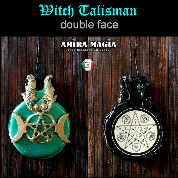 Moon Goddess Hecate, Triple Moon Talisman, Lunar Phases Witchcraft Pendant, Witch Jewelry Star Pentagram Luna Necklace