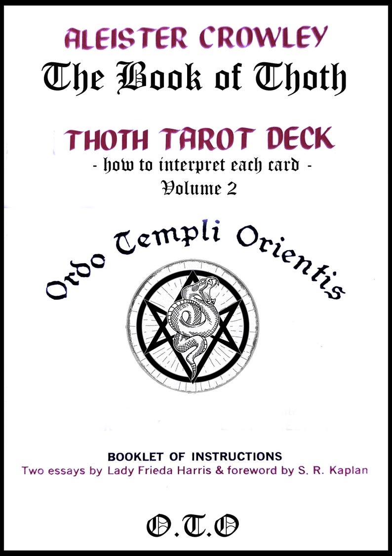 Antique Book Ancien Forbidden Knowledge, The Book of Thoth Aleister Crowley Tarot, Secret Societies Occultism Esoteric 2