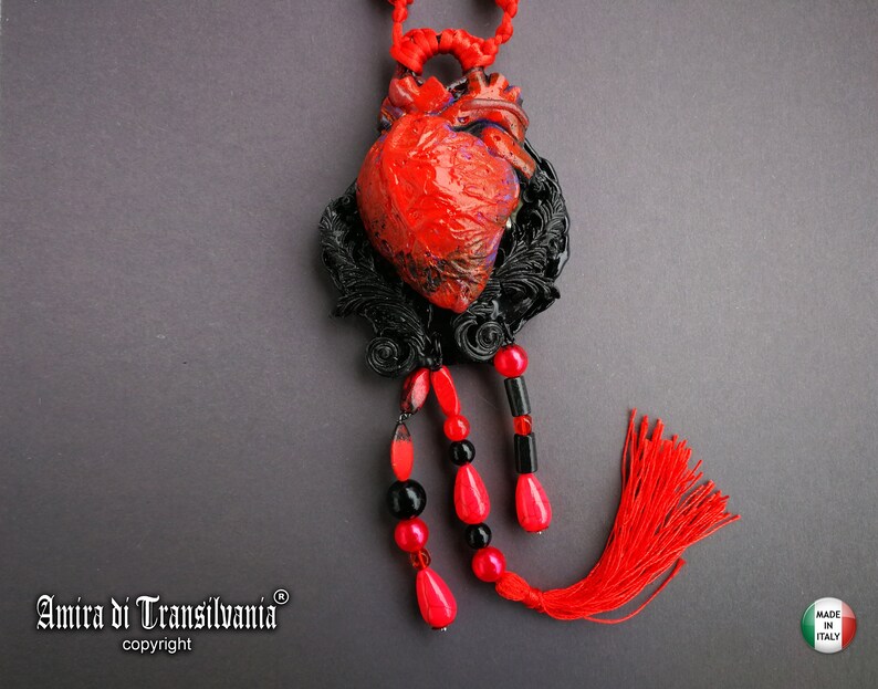 Love Talisman, Arrowed Burning Heart, Attraction Love Protection Talisman Loveling Amulet, Anatomical Heart Pendant Bib