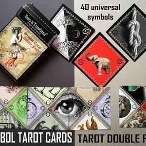 dubbel gezicht symbool tarotkaarten dek zeldzame limited edition handgemaakt verzamelobject zigeunerkunst nieuwsgierigheid waarzeggerij vintage antiek orakel + ebook