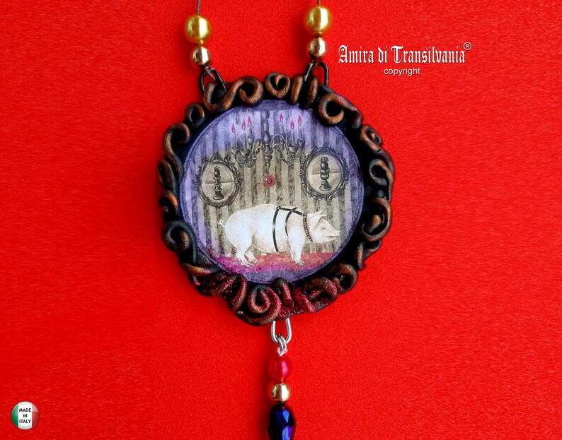 Good Luck Amulet, Pig Richness Symbol, Attraction Wealth Success Money Abbondance Rich, Magic Power Talisman Pendant