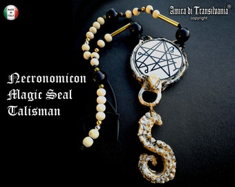 Necronomicon Seal Cthulhu Mythos, Lovercraft Occult Necklace Magic Talisman, Esoteric Amulet Goth Jewel Octopus Sigil