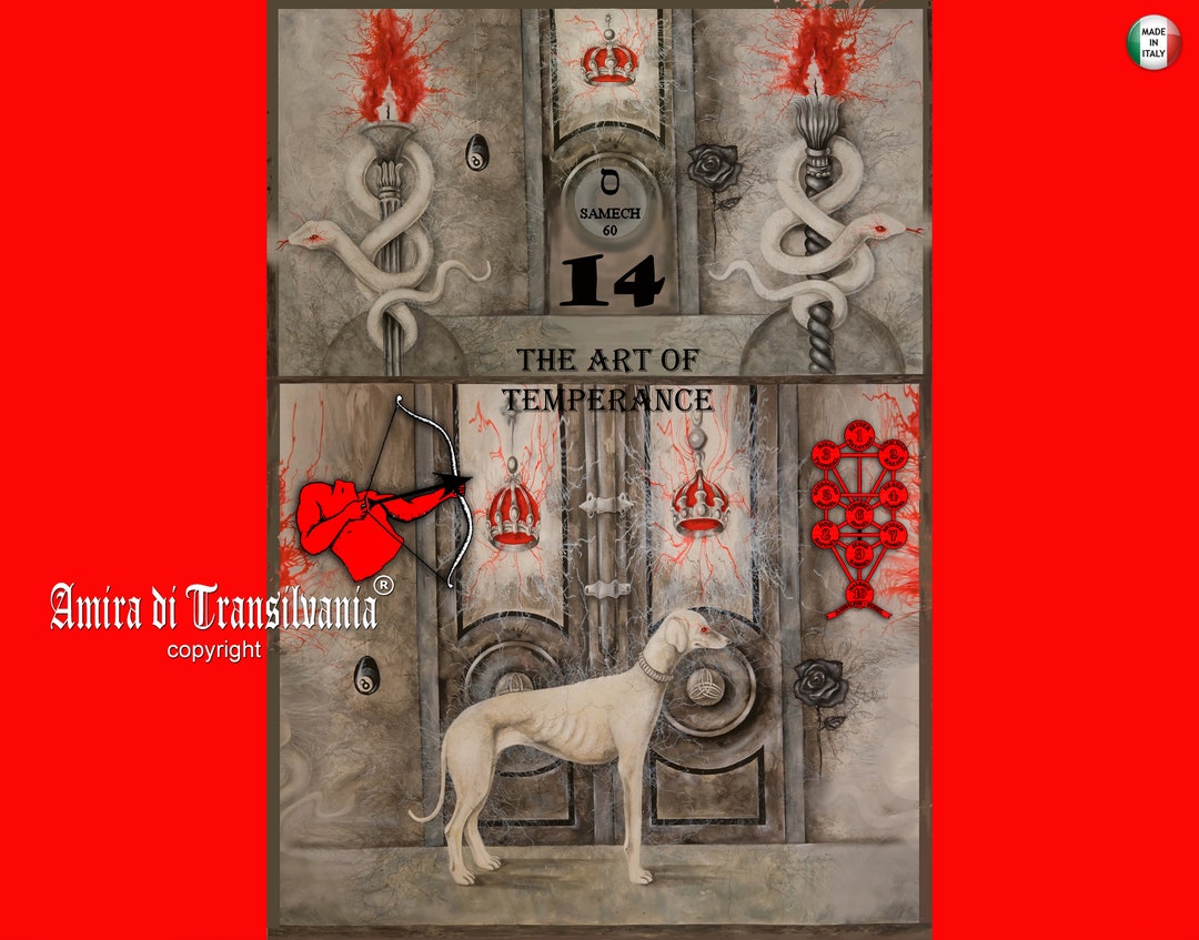 Print Tarot Cards, Print on Demand, Tarot Card, Temperance, Door, Dog