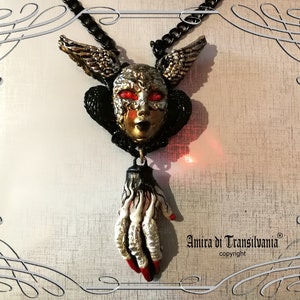Black Angel, Satanic Talisman Satan Symbol, Demon Devil Pendant, Baphomet Necklace Archon, Black Magic Ritual Amulet