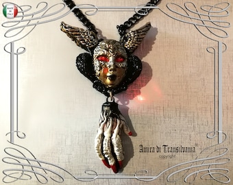 Black Angel, Satanic Talisman Satan Symbol, Demon Devil Pendant, Baphomet Necklace Archon, Black Magic Ritual Amulet