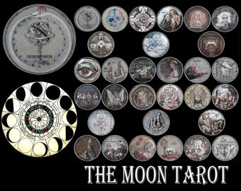 Moon Tarot, Round Card Deck, Magic Oracle, Tarot Cards Deck, Book Guide, Reading Psychic, Limited Edition, Cartomancie