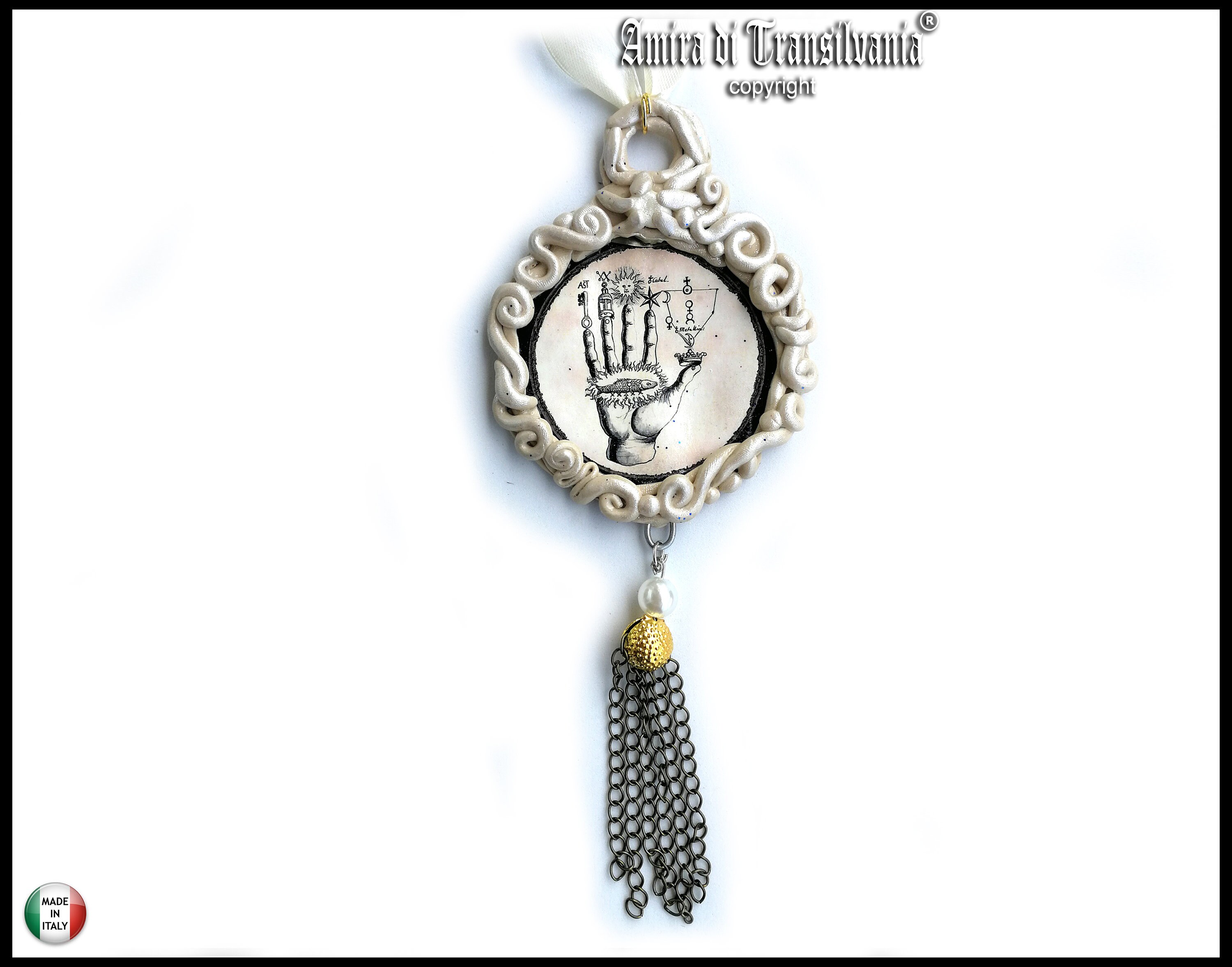 Alchemy Symbols in Palmistry Hand, Sacred Geometry Amulet Pendant Magical Power & Protective Talisman Protection Amulet