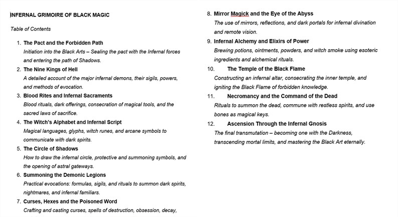 Infernal Grimoire of Black Magic, Revenge Ritual Instruction, Antique Book Forbidden Knowledge, Occult Magic Occultism