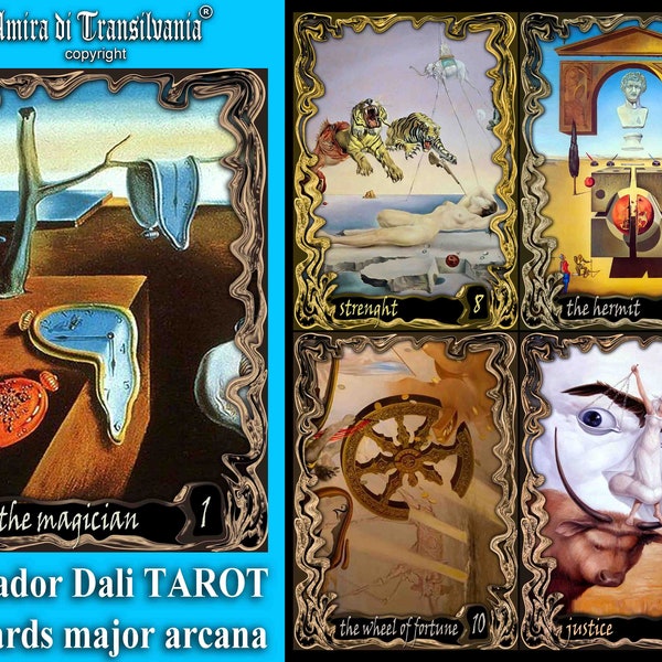 salvador dali tarot, art tarot cards deck, major arcana, collectible hand reading, oracle cartomancy, fortune play card