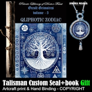 Antique Book, Esoteric Manuscript Magick Occultism, Kabbalah Grimoire Qliphot Magic Seal Secret Societies Occult Order