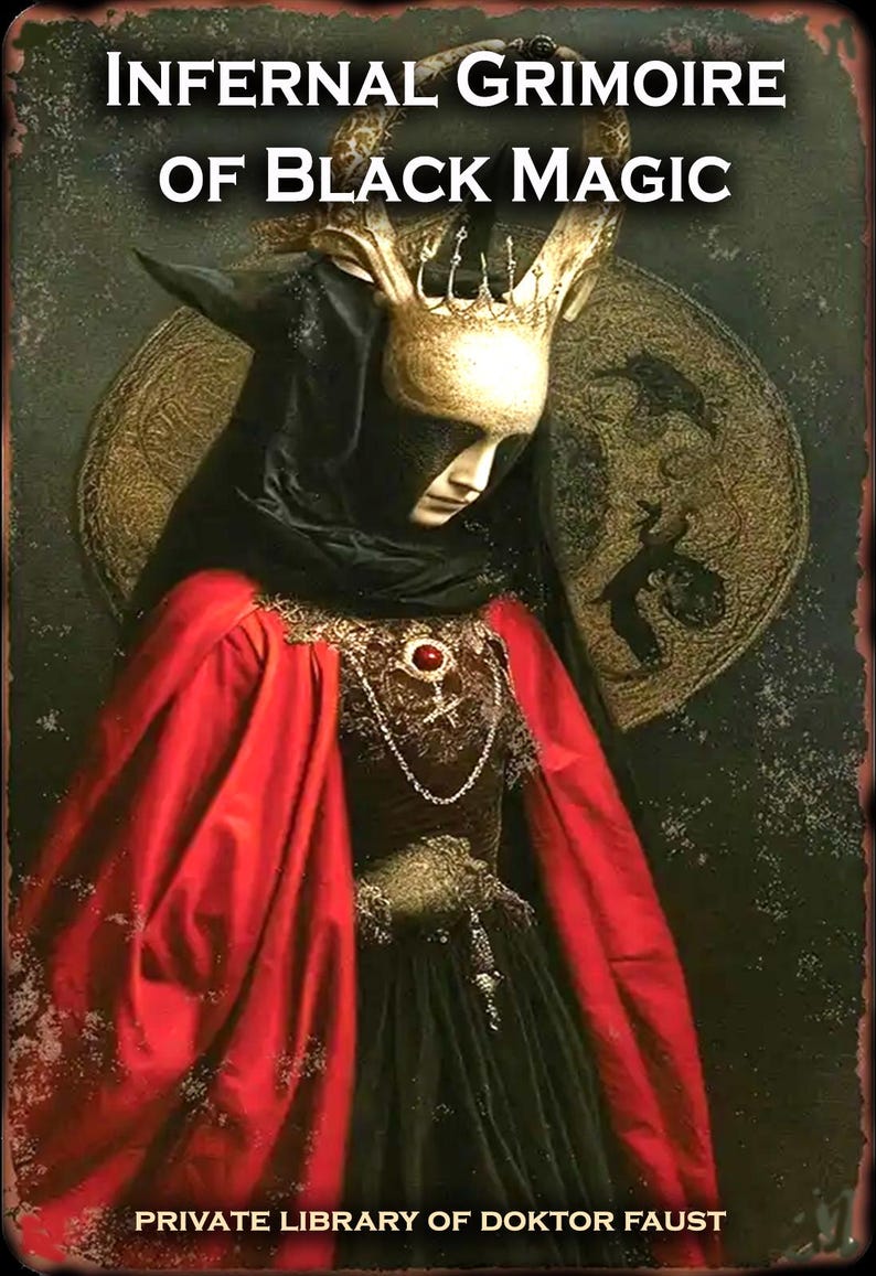 Infernal Grimoire of Black Magic, Revenge Ritual Instruction, Antique Book Forbidden Knowledge, Occult Magic Occultism