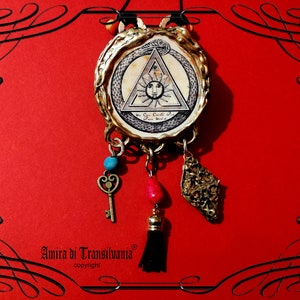 The Alchemist, Magic Talisman Witchcraft Symbols Amulet, Alchemy Sun Witch Pagan, Dragon Eye Ouroboros Snake Pendant