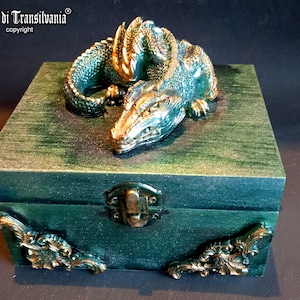 wood box mirror magic witchcraft organizer home decor starter kit beginners witch wizard wiccan pagan altar item magick ritual green dragon