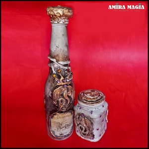 White Dragon Apothecary Mason Jar, Magic Potion Ingredients, Bottles Glasses Witch Altar Witchcraft Wiccan Pagan Spell