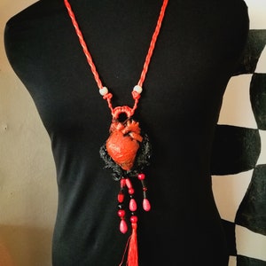 Love Talisman, Arrowed Burning Heart, Attraction Love Protection Talisman Loveling Amulet, Anatomical Heart Pendant Bib