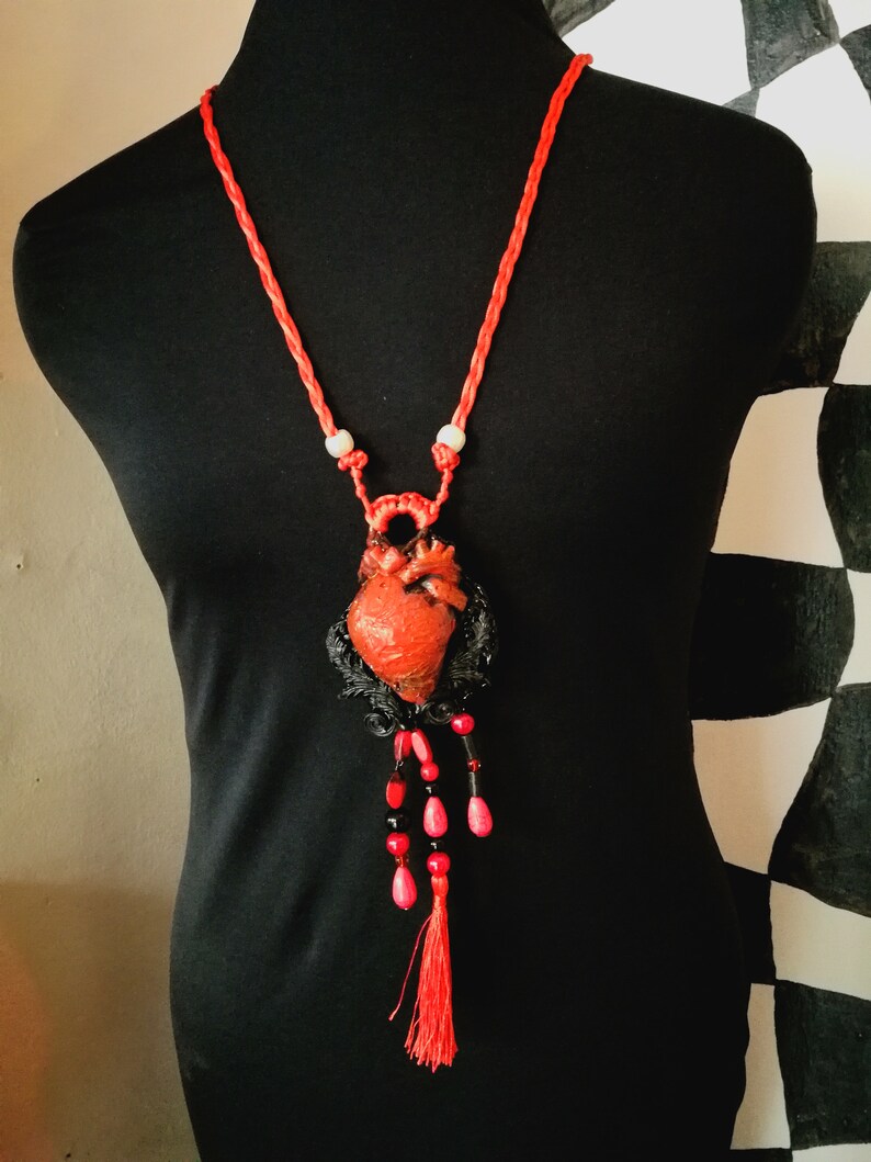 Love Talisman, Arrowed Burning Heart, Attraction Love Protection Talisman Loveling Amulet, Anatomical Heart Pendant Bib