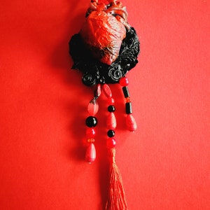 Love Talisman, Arrowed Burning Heart, Attraction Love Protection Talisman Loveling Amulet, Anatomical Heart Pendant Bib