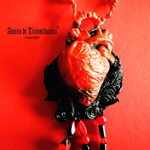 Love Talisman, Arrowed Burning Heart, Attraction Love Protection Talisman Loveling Amulet, Anatomical Heart Pendant Bib