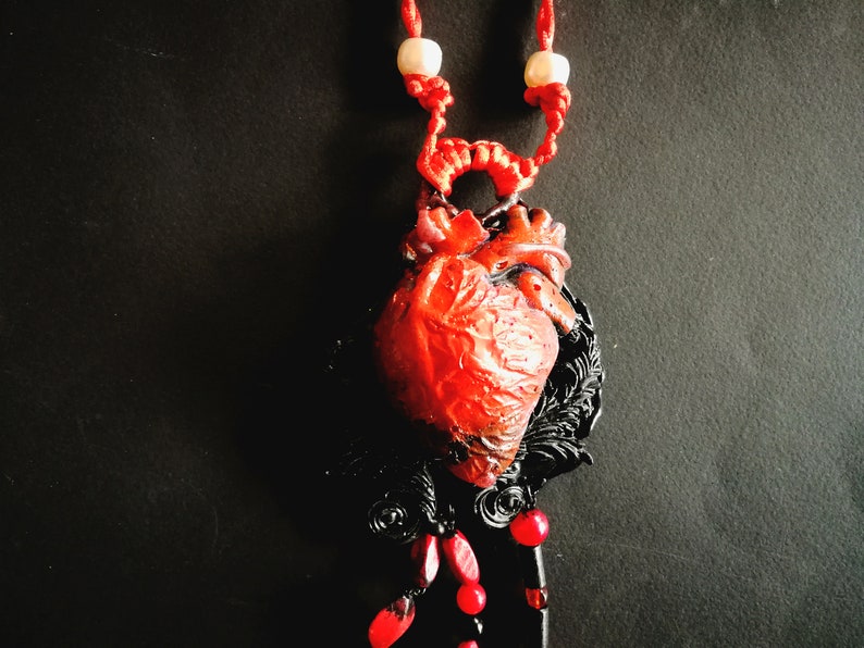 Love Talisman, Arrowed Burning Heart, Attraction Love Protection Talisman Loveling Amulet, Anatomical Heart Pendant Bib